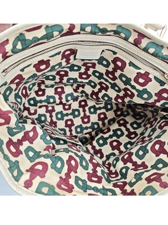 Gucci Beige GG Canvas Tote with Green-Red Stripe - Picture 9 of 14